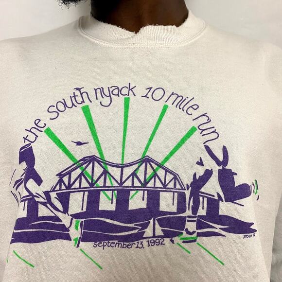 Vintage 90s jerzees south nyack run Crewneck sweatshirt XL - Picture 2 of 4